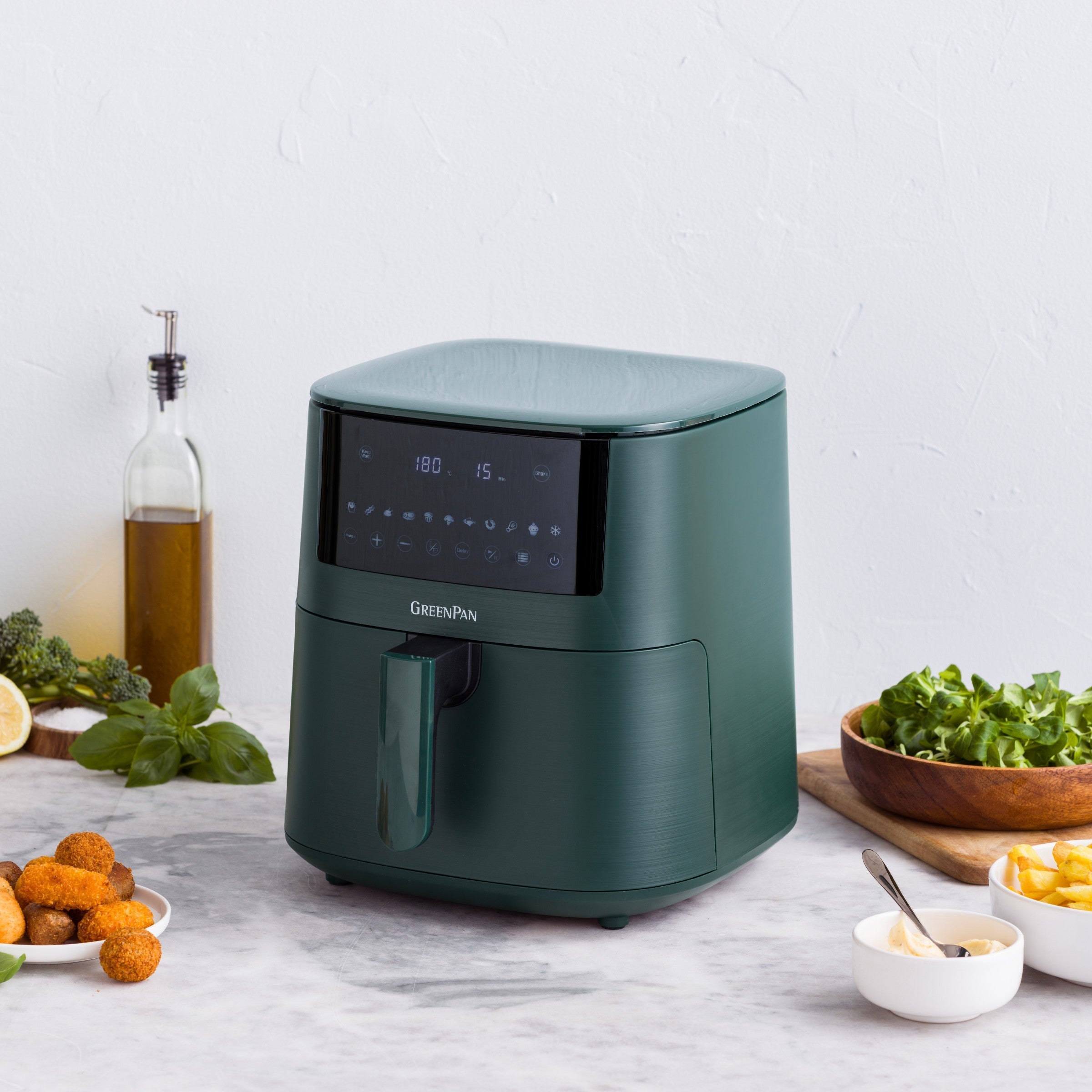 greenpan-air-fryer-bistro-xxl-7-2-l-pine-green-c-ramique-sans-pfas-11-pr-r-glage image 2