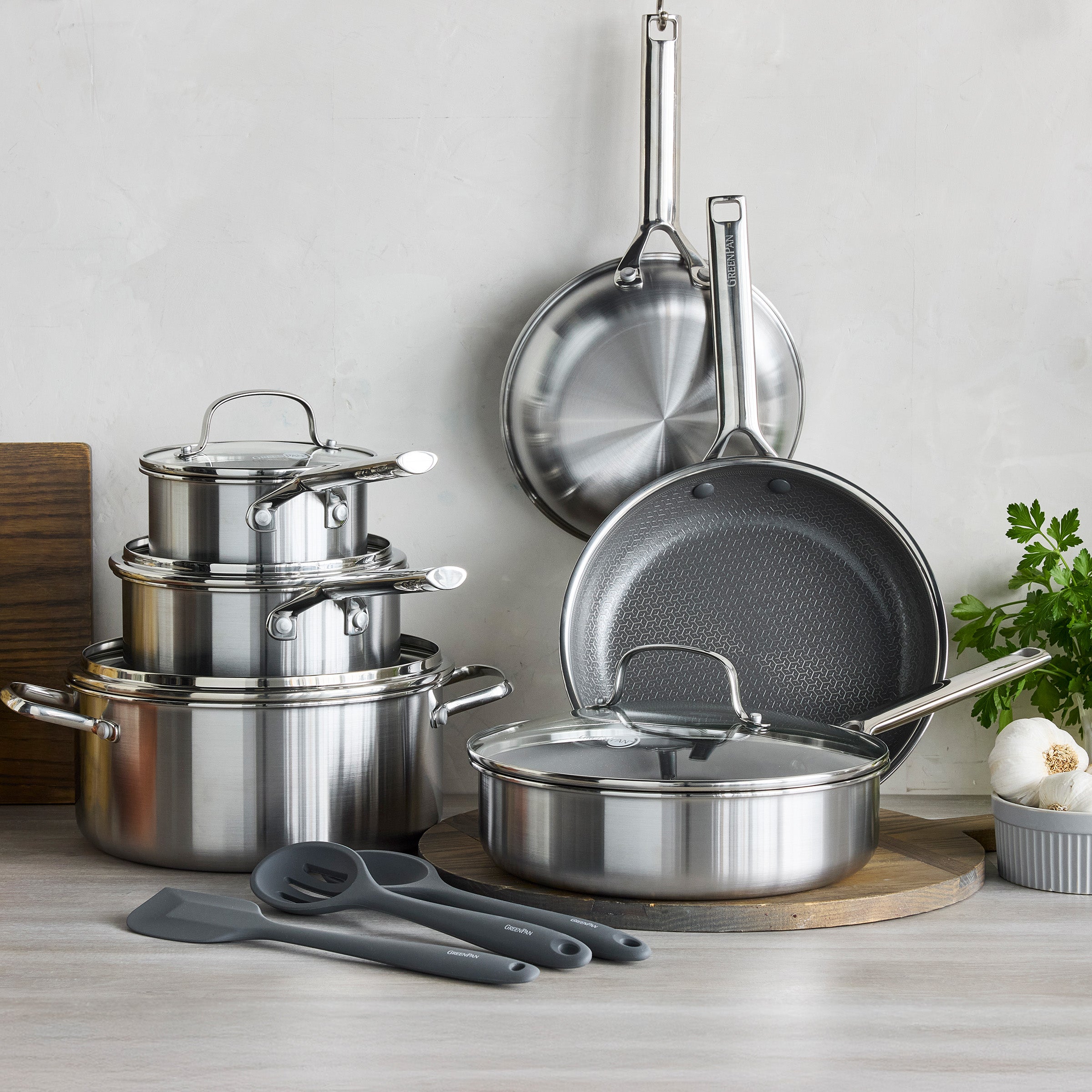 greenpan-apex-po-le-hybride-24-cm-en-acier-inoxydable-triple-paisseur image 2