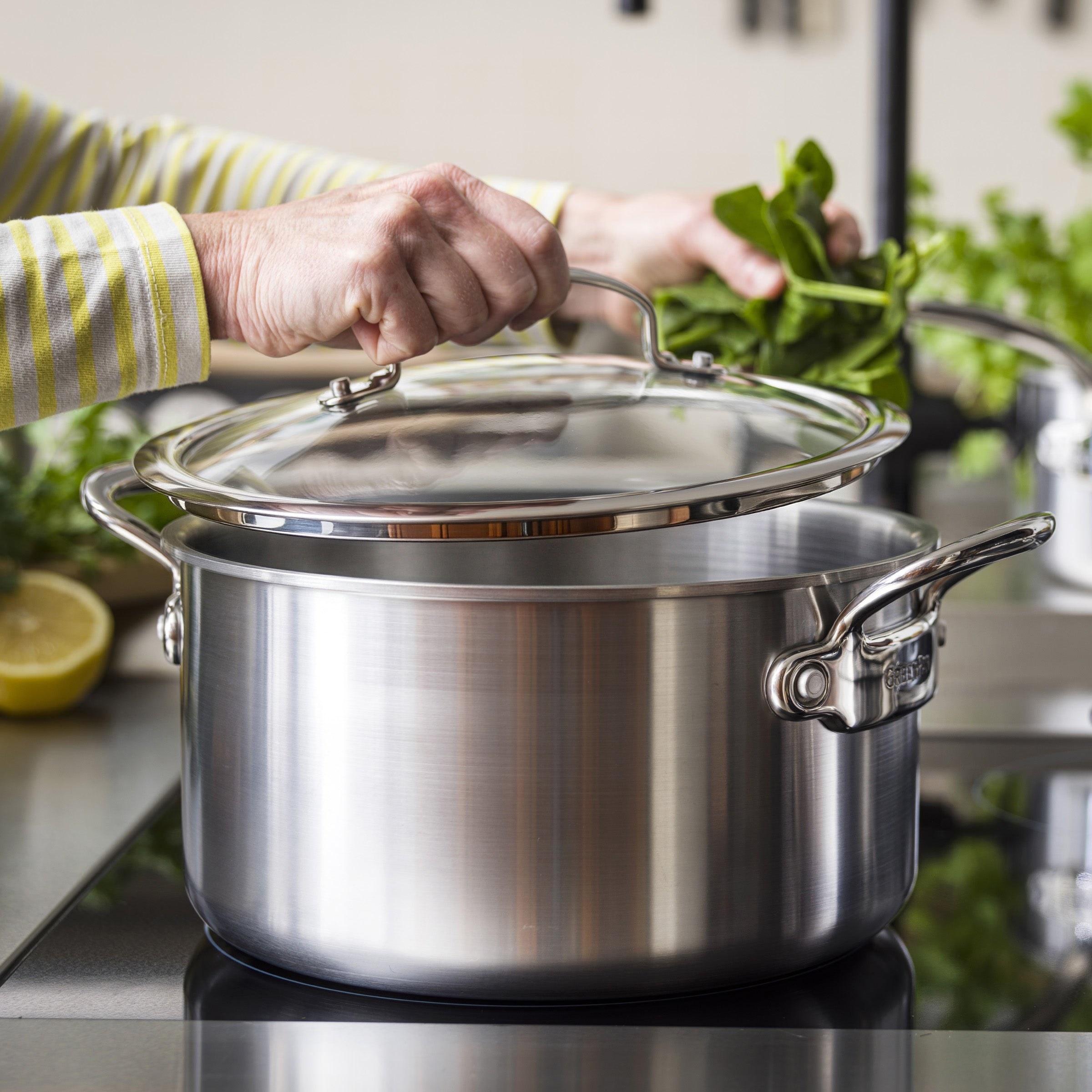 greenpan-premiere-pro-faitout-18-cm-en-acier-inoxydable-5-couches-compatible-ind image 7