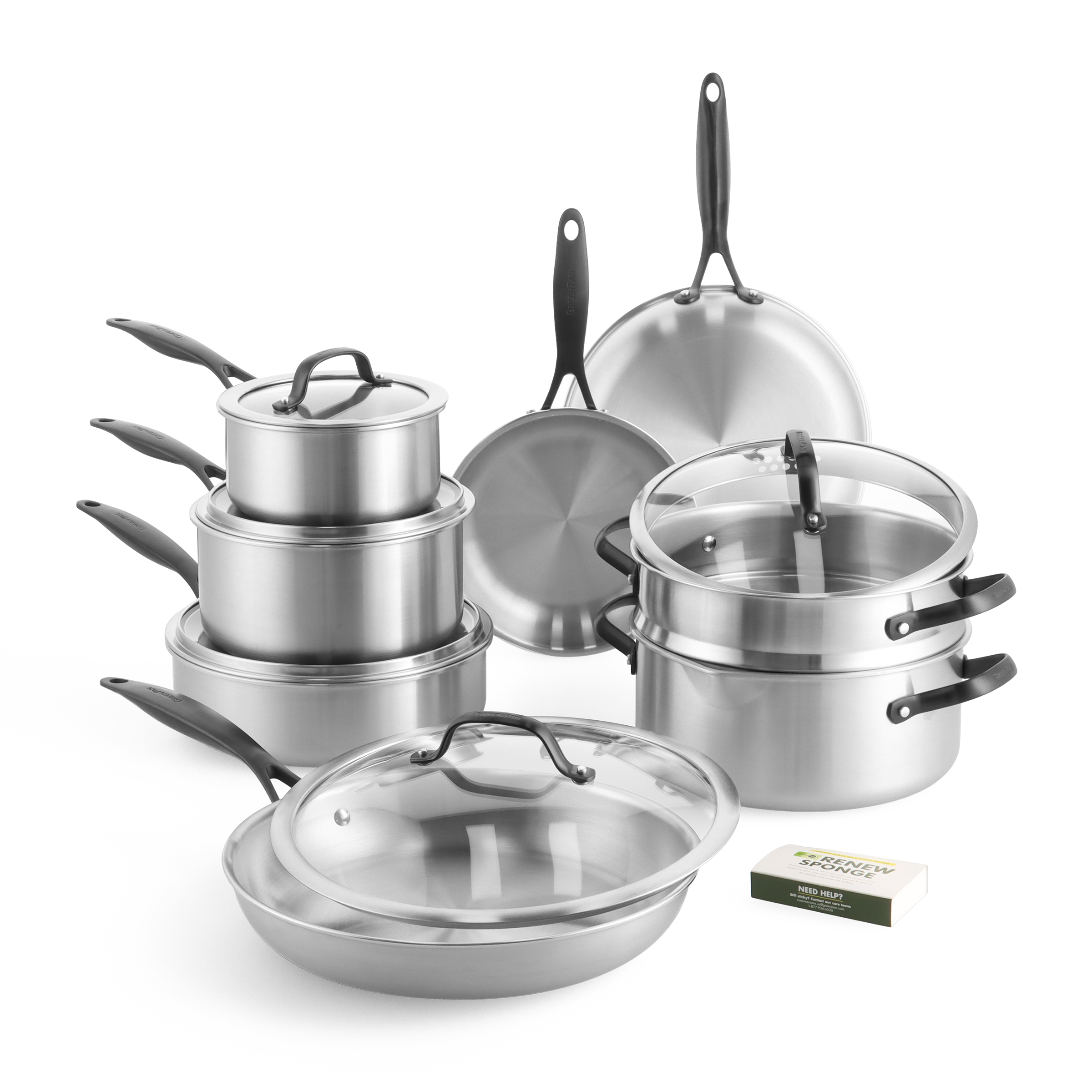 greenpan-venice-pro-noir-ensemble-de-cuisson-14-pi-ces-en-acier-inoxydable-3-cou image 1