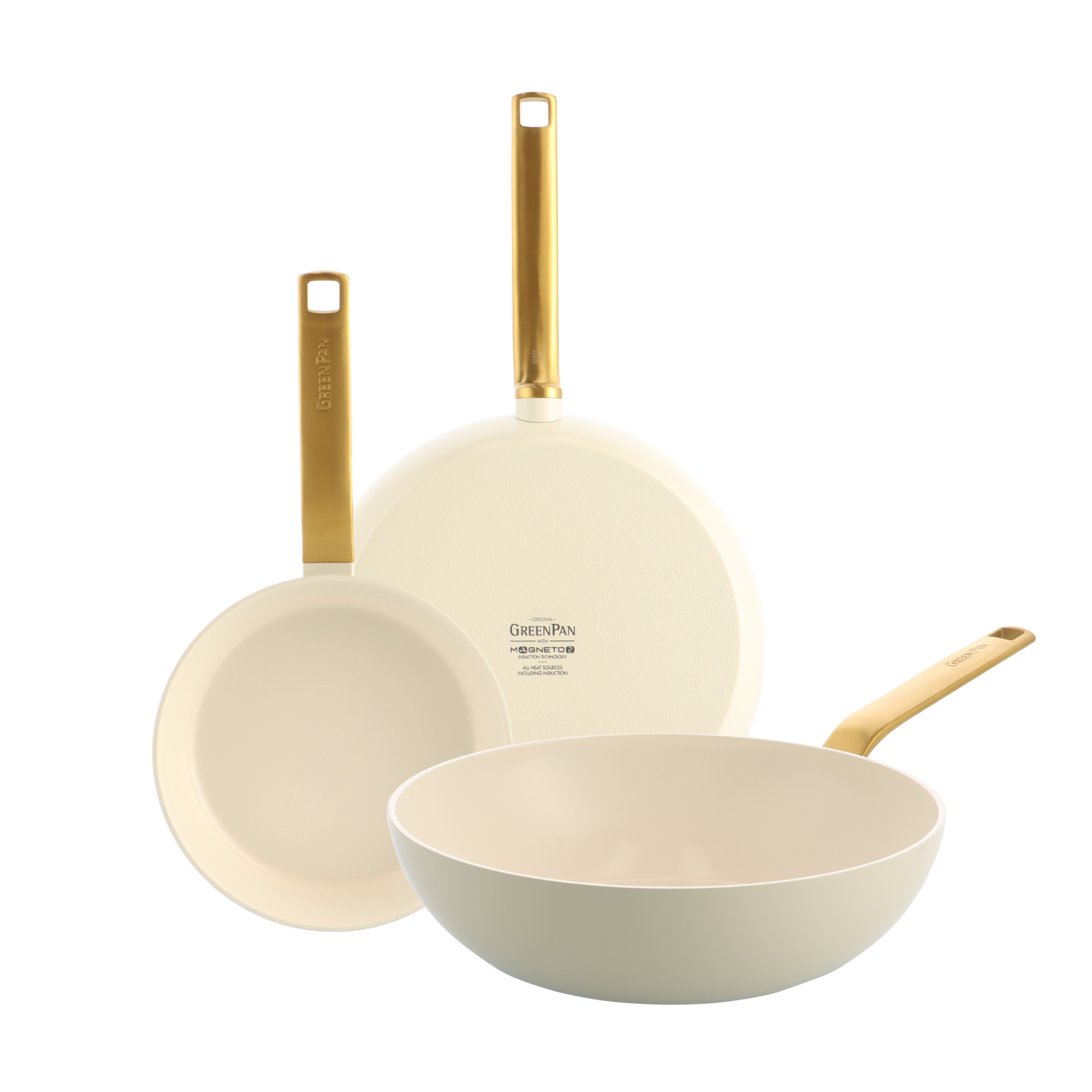 greenpan-evolution-cream-set-de-po-les-2-pi-ces-20-28-cm-wok-antiadh-sif-thermol image 1