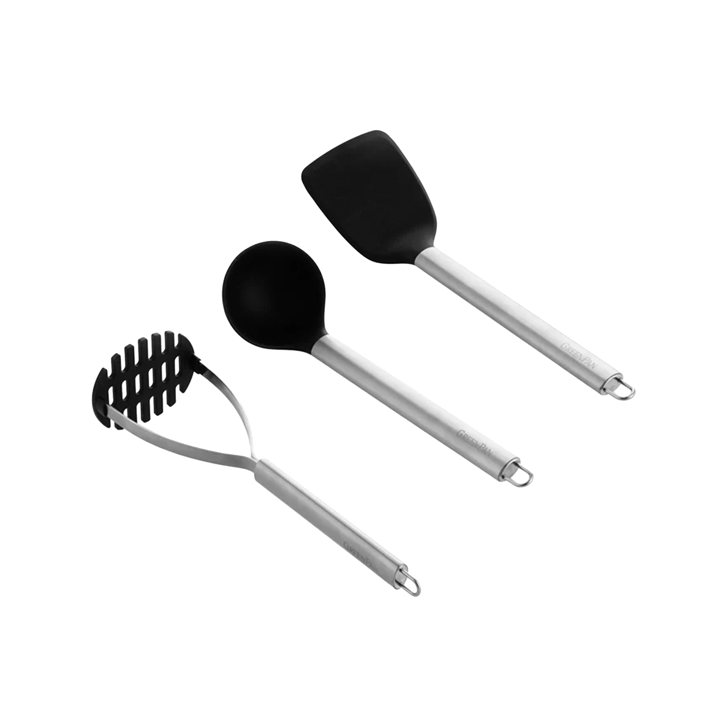 greenpan-set-de-3-ustensiles-en-silicone-avec-manche-en-acier-inoxydable-cuill-r image 1
