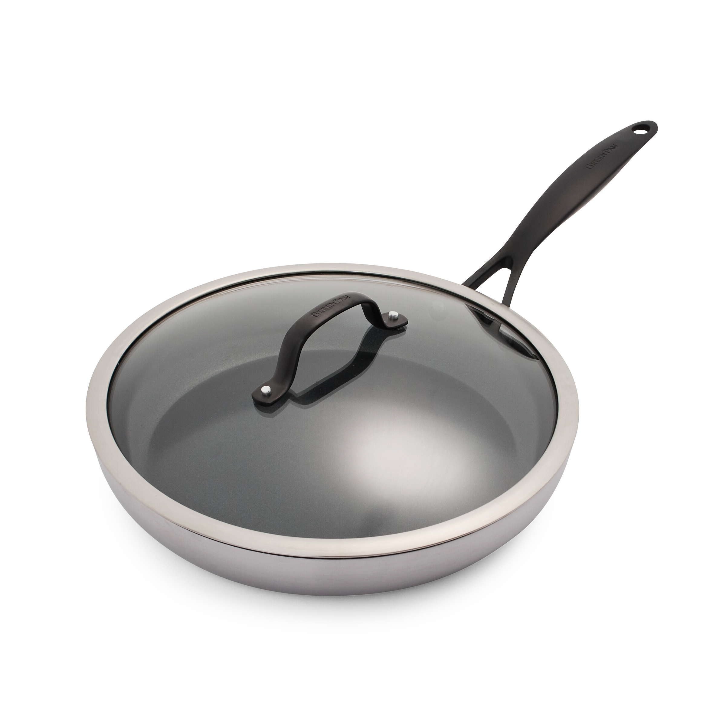 greenpan-venice-pro-noir-po-le-inox-30-cm-avec-couvercle-triple-couche-evershine image 1