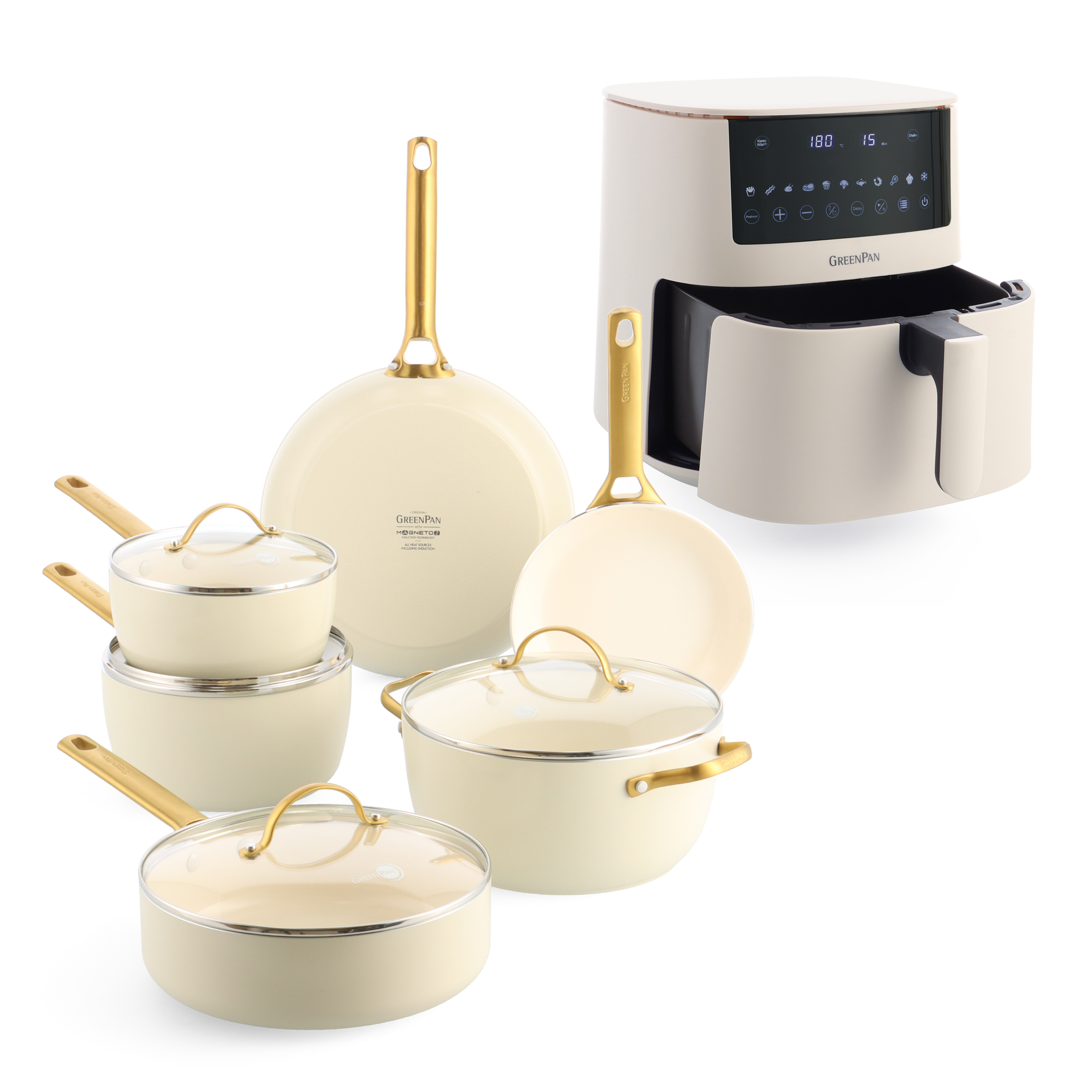greenpan-padova-cream-ensemble-11-pi-ces-bundle-batterie-bistro-xxl-air-fryer image 1